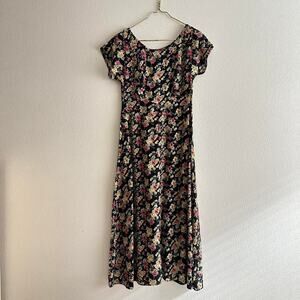 vintage Selections black floral maxi summer dress